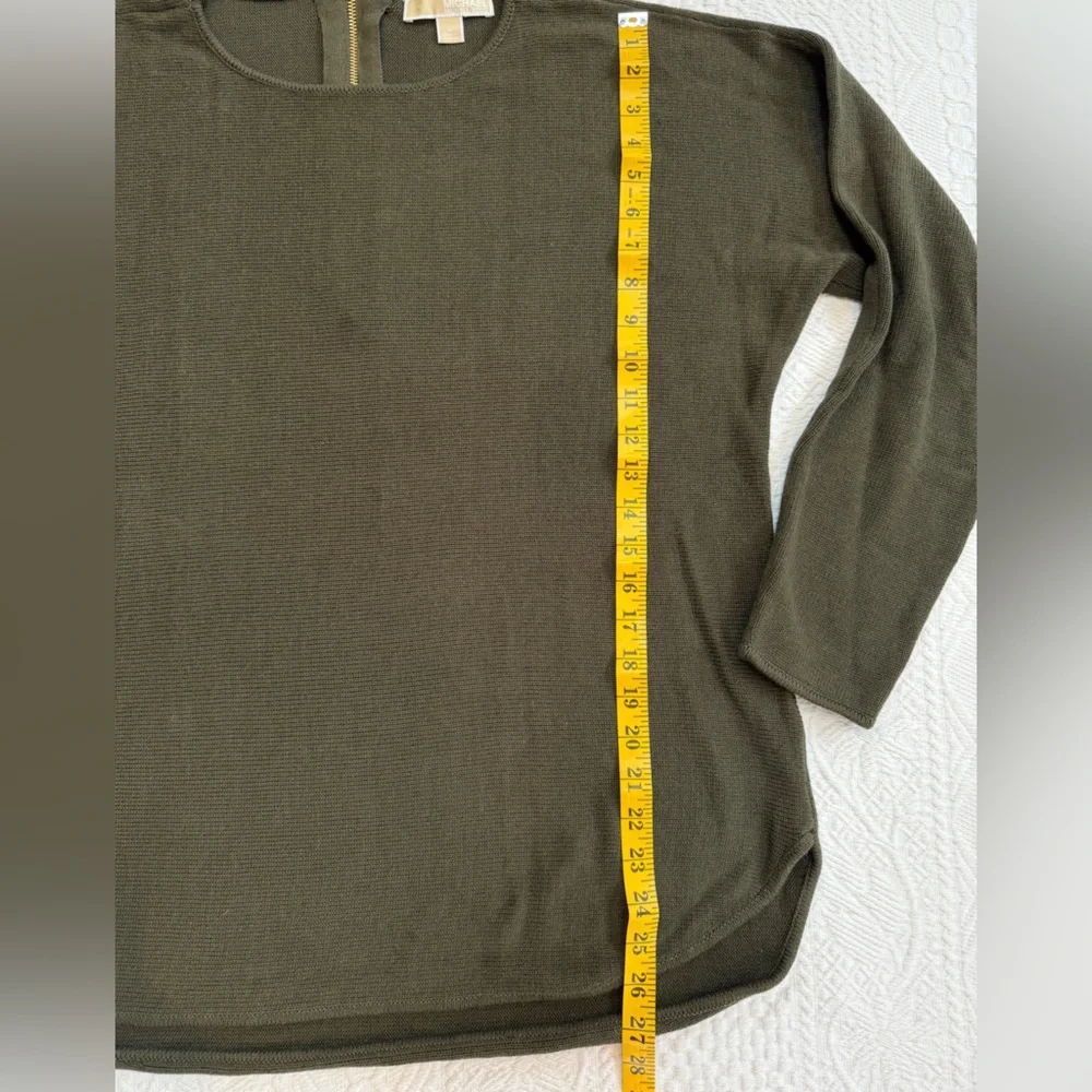 Michael Kors Olive Green Zipper Back Tunic Sweater Women’s Size Large